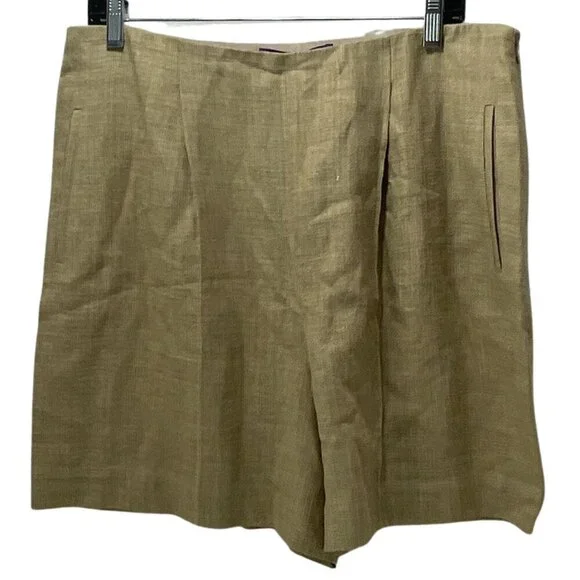 NEW Ralph Lauren Collection Ainsworth Tweed Shorts Tan Sage 14 Silk Linen Blend - Picture 4 of 7